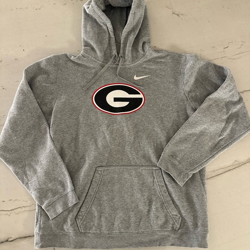 Nike Gray Hoodie with Black and Red Logo